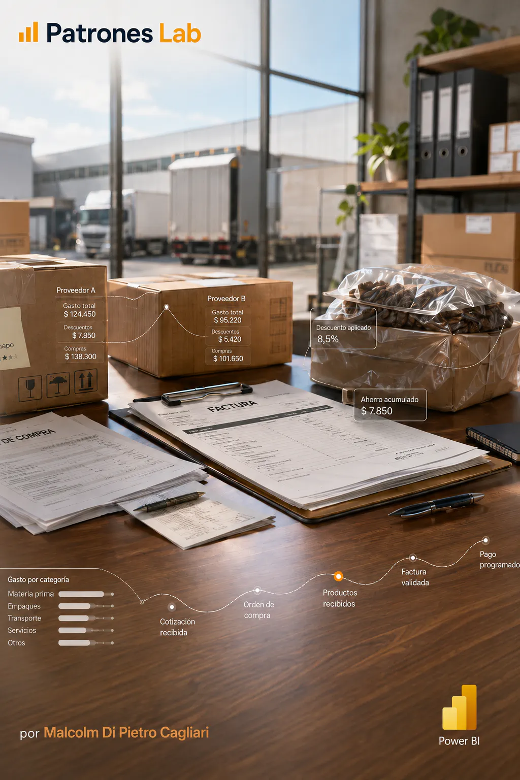 Documentos de proveedores y gastos con indicadores de Power BI — Patrones Lab