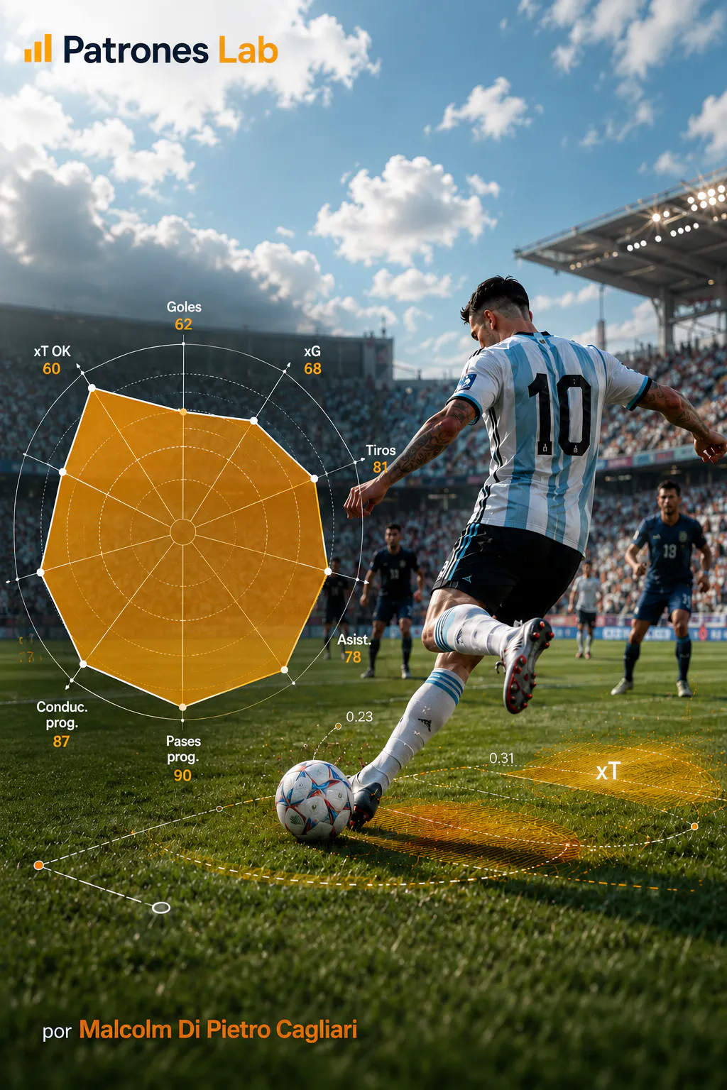Futbolista argentino con radar de percentiles del Mundial 2022 — Patrones Lab
